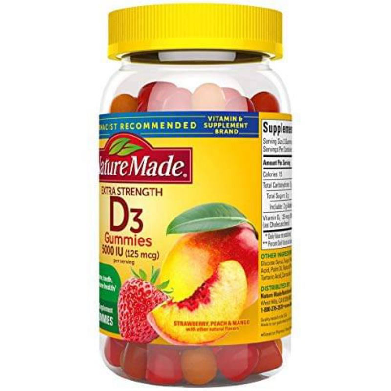Nature Made Extra Strength Vitamin D3 5000 IU (125 mcg) Gummies 150 เม็ด