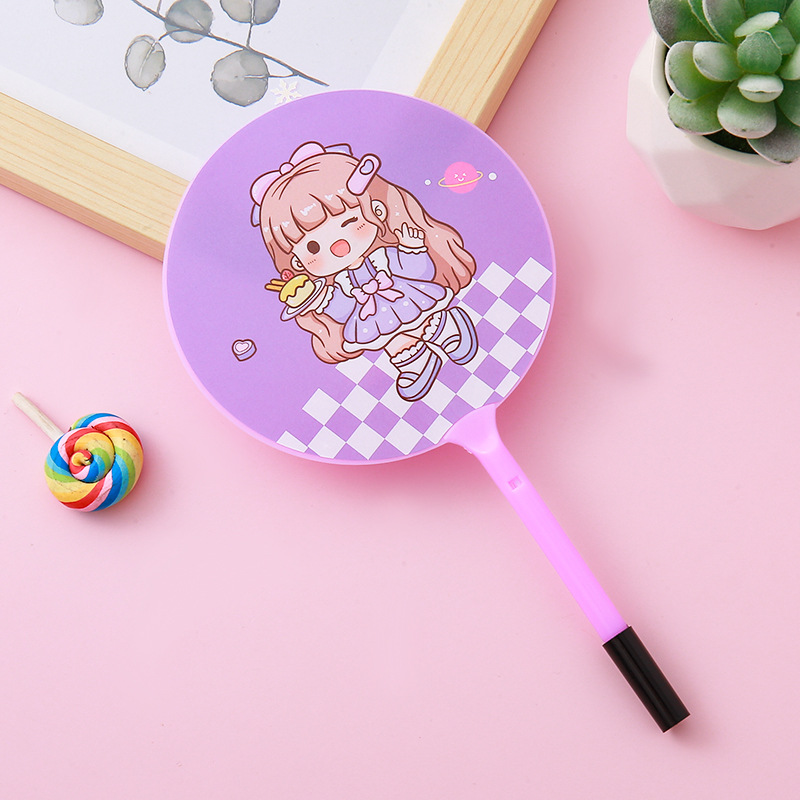 🌈ปากกาพัดลูกลื่น🌈สาวน้อยยิ้มแย้ม ไส้สีน้ำเงิน 0.5✅พร้อมส่งในไทย ปากกา เครื่องเขียน ลูกลื่น