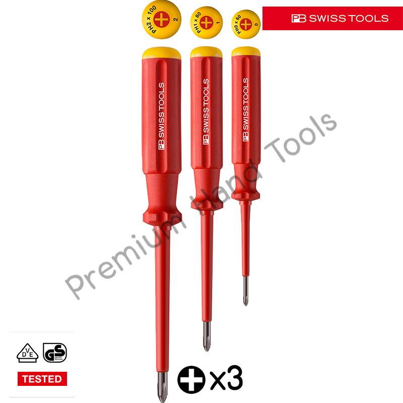 ชุดไขควง PB Swiss Tools รุ่น PB 5548 ปากแฉก เบอร์ 0/1/2 หุ้มฉนวนกันไฟ