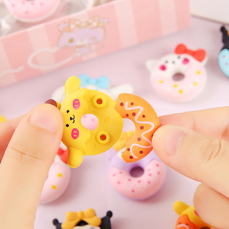 🌈ยางลบการ์ตูนโดนัท🌈 ยางลบลายSanrio ₍^. .^₎⟆ หูการ์ตูนสัตว์หลากสี✔️พร้อมส่งในไทย เครื่องเขียน ยางลบ ลบคำผิด