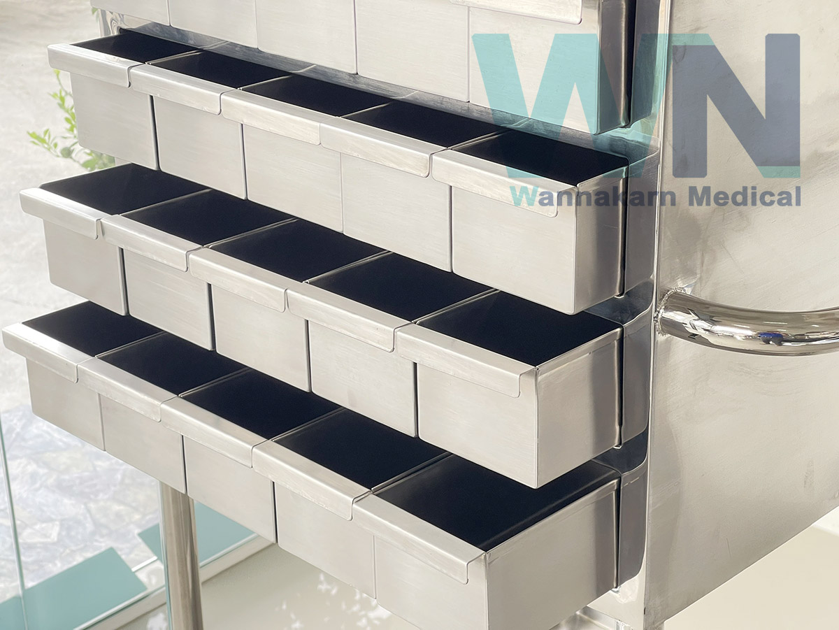 รถเข็นจ่ายยา 40 ลิ้นชัก Stainless