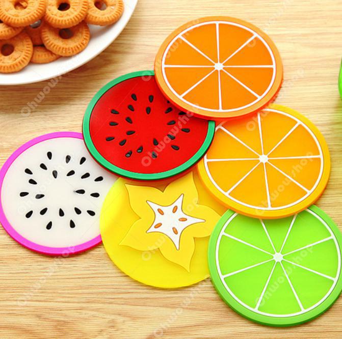 แผ่นรองแก้วลายผลไม้ [คละลาย] 4 บาท Ohwowshop