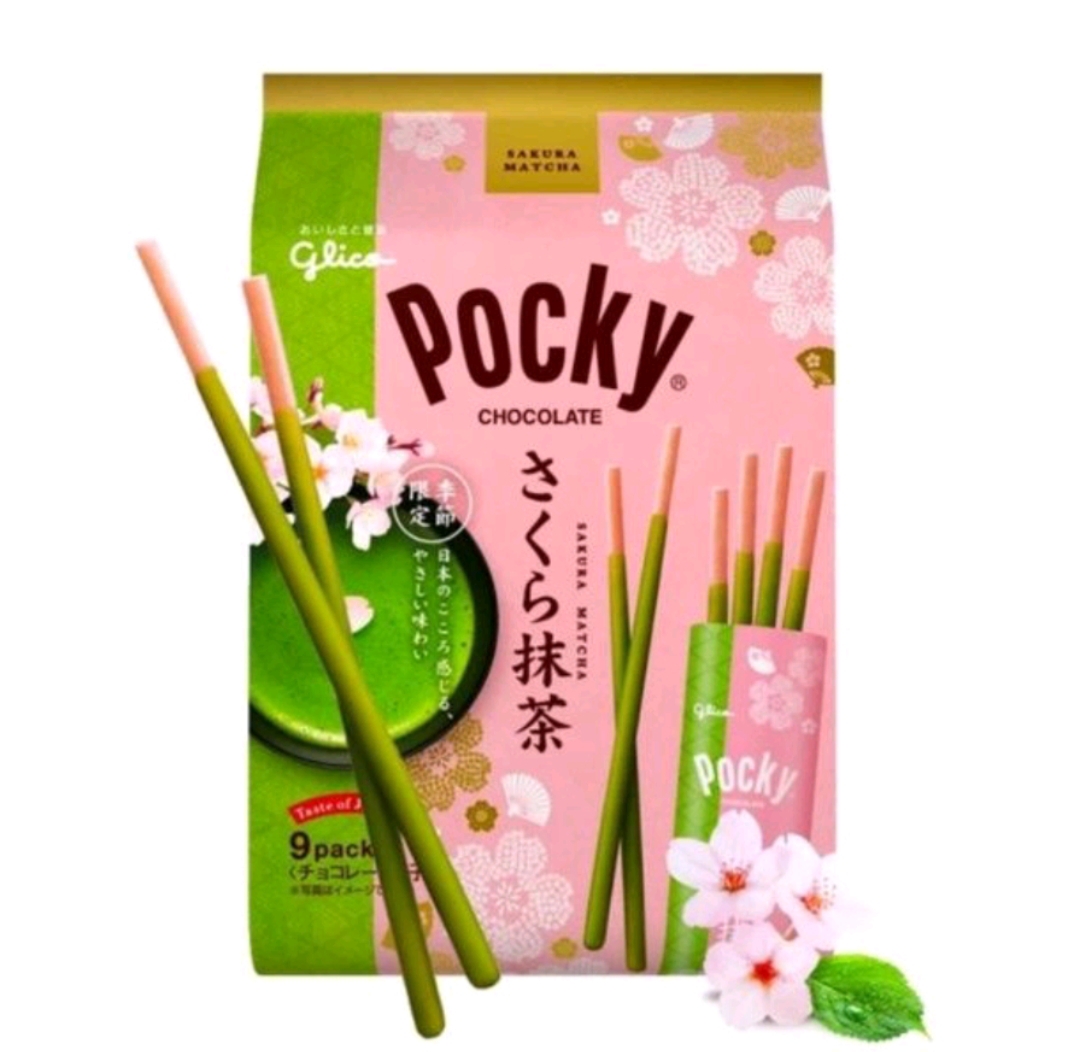 Glico Pocky Chocolate Sakura Matcha (Limited Edition) 1 ถุง 8 ซองเล็ก (Exp.12/2024)
