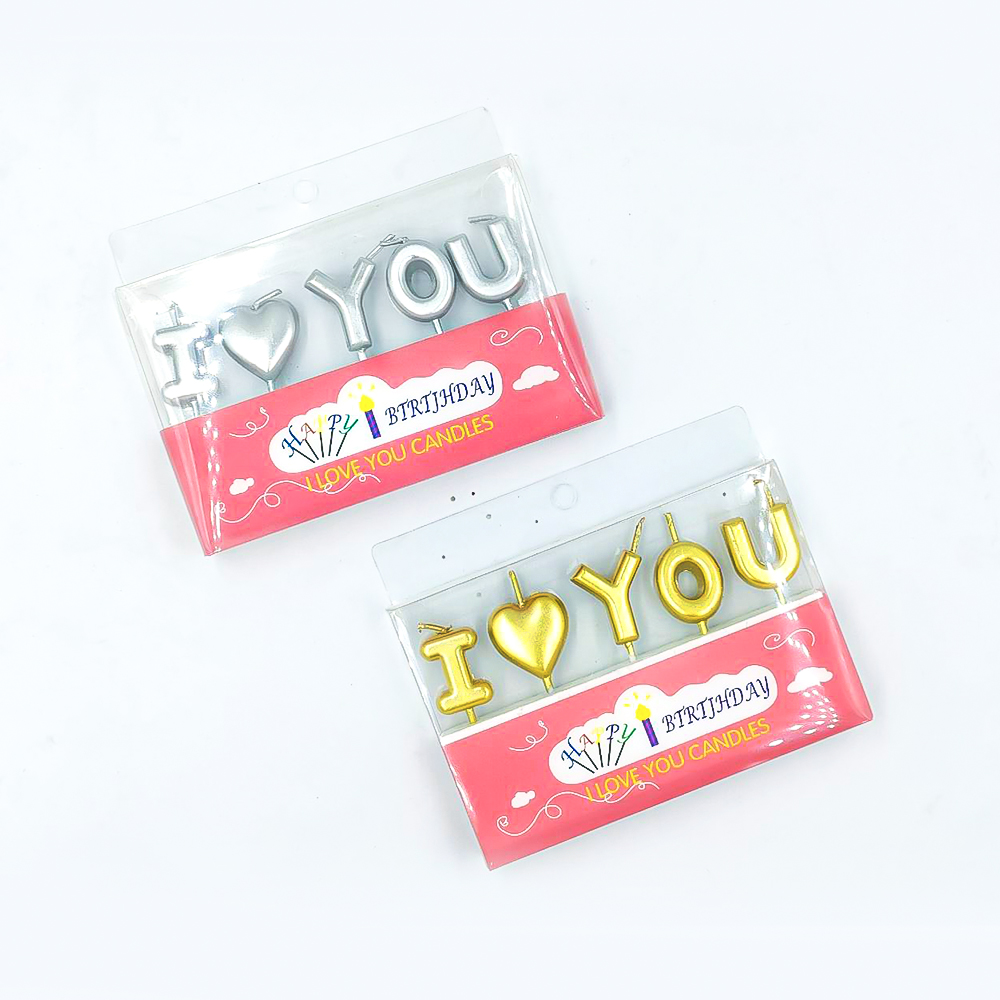 🔥สินค้าขายดี🔥 🎂เทียน I love you สีเทียน-สีเคลือบเมทัลลิค 5 ตัวอักษร ราคา 18-20 บาท📌สินค้าเลือกแบบ✔️พร้อมส่ง Ohwowshop เทียนวันเกิด เทียนสี