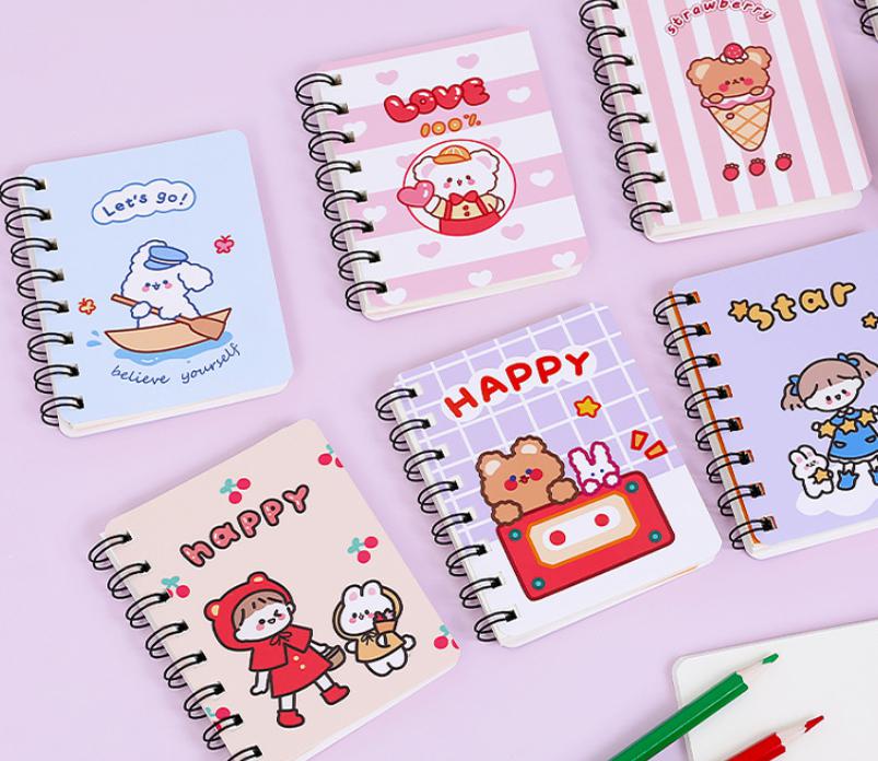 🌈สมุดบันทึกเล็กสันห่วง Happy cartoon 10.5x8cm เล่มละ 8 บาท(🤔สินค้าสุ่มตามแบบ)✔️พร้อมส่ง Ohwowshop เครื่องเขียน กระดาษ