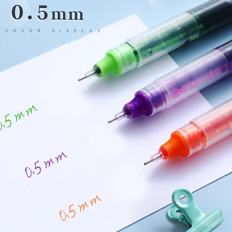 🌈ปากกาเจลด้ามใส🌈12สี Ohhappy ขนาด 0.5mm ไส้ปากกา 0.5📌สินค้าเลือกสี ราคา 3 บาท✔️พร้อมส่งในไทย ปากกาเจล หลากสี เครื่องเขียน