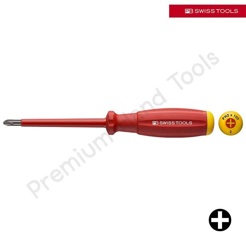 PB Swiss Tools PB 58190 ไขควงหุ้มฉนวนกันไฟ ด้ามยาง ปากแฉก ด้ามแบบ Swissgrip หุ้มฉนวนทั้งด้าม