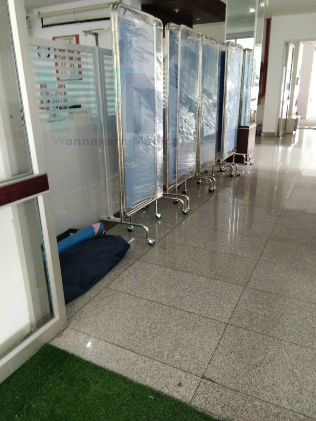 ฉากกัน 3 ตอน สแตนเลส พร้อมม่าน