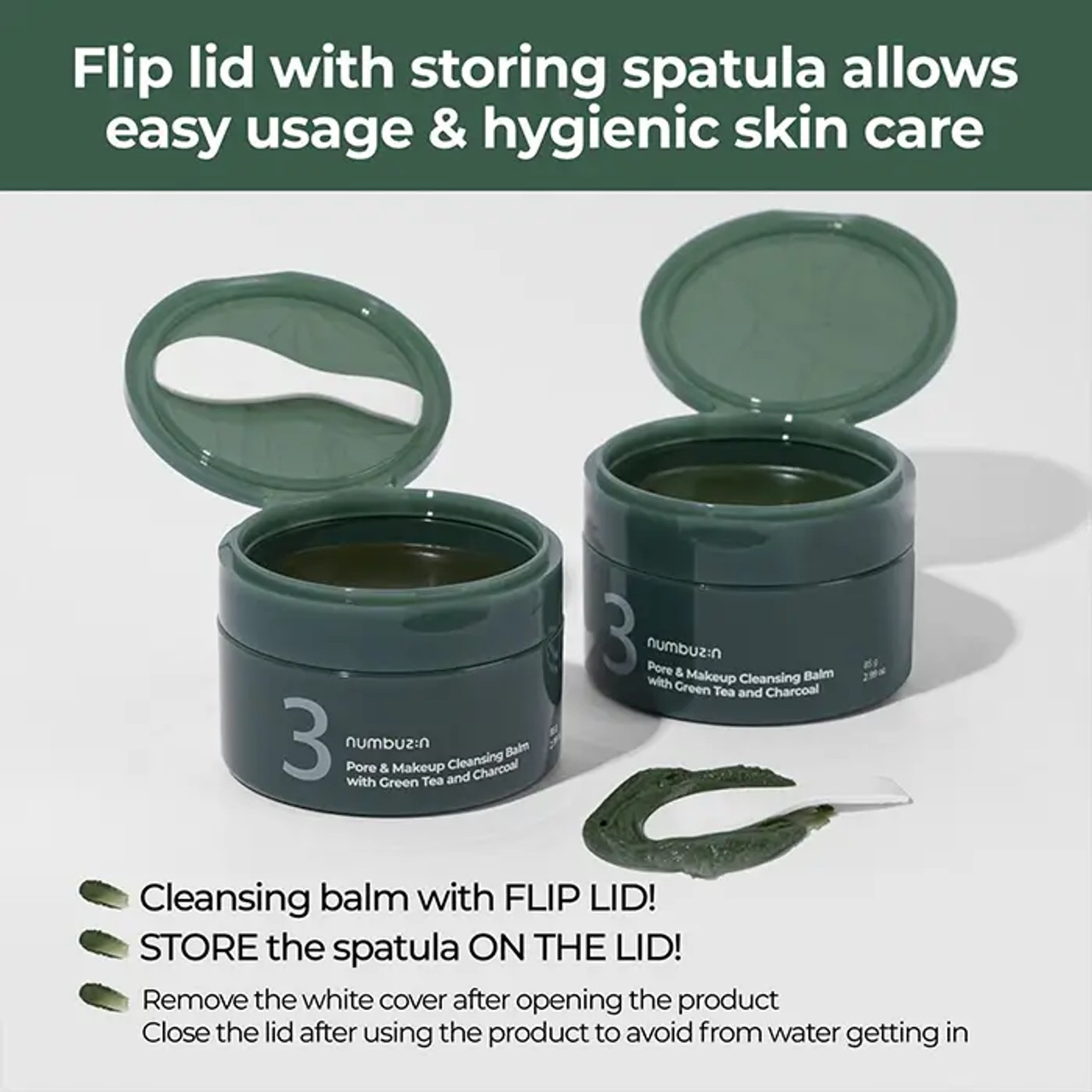 Nunbuzin No.3 Pore & Makeup Cleansing Balm With Green Tea and Charcoal 85 g.