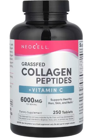 Neocell Grassfed Collagen +C 6000 mg. Supports Healthy Hair, Skin, and Nails 250 Tablets