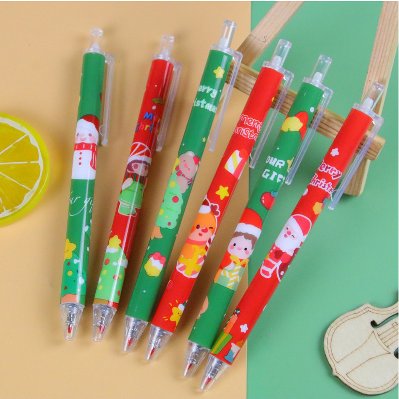 🎄🌈ปากกากด เจลดำ⭐🎄ลายการ์ตูนคริสต์มาส⚫ไส้สีดำ 0.5📌เลือกลาย ด้ามละ 5 บาท ✔️พร้อมส่ง Ohwowshop เครื่องเขียน christmas ปากกา