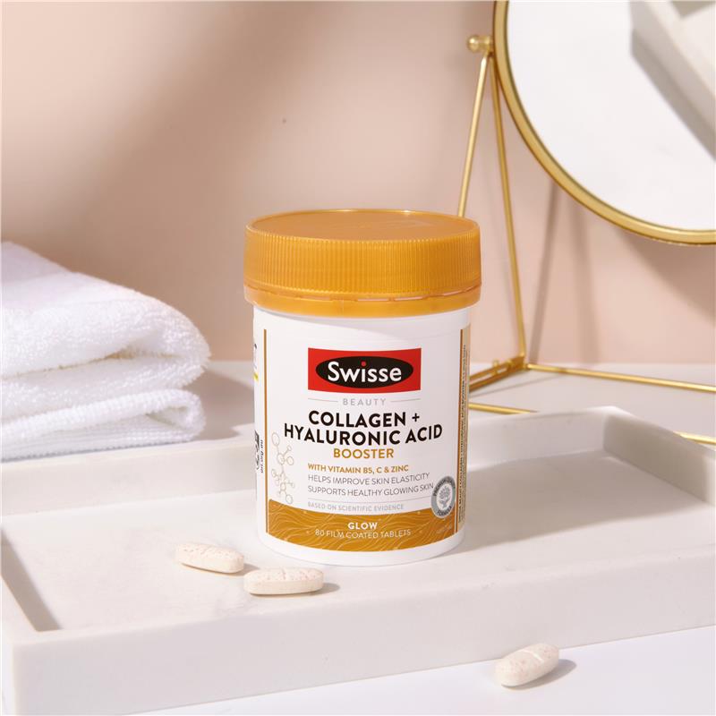 Swisse Beauty Collagen + Hyaluronic Acid Booster (80 Tablets)