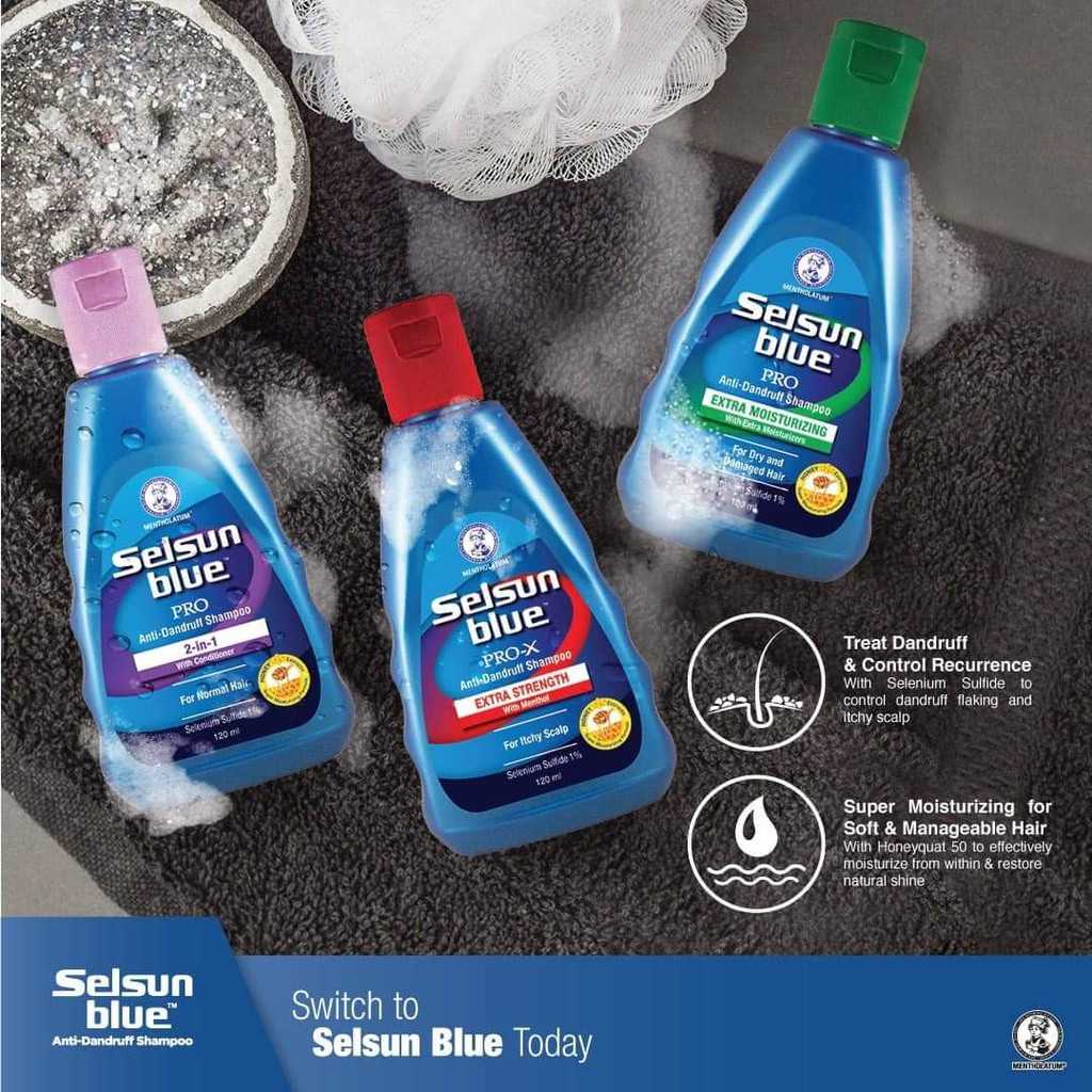 Selsun Blue Extra Moisturizing Pro Anti-Dandruff Shampoo 120 ml.