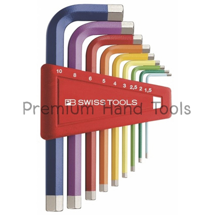 PB Swiss Tools PB 210H-10 RB Multicolor ประแจหกเหลี่ยมชุด หัวตัด สั้น เบอร์ 1.5-10 มิล 9 ตัวชุด