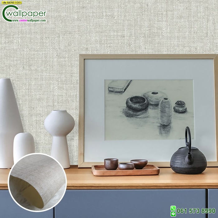 วอลเปเปอร์ติดผนังลายกระสอบสีเทา ลายผ้าดิบ No. G6743-1