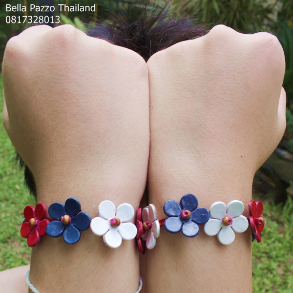 ข้อมือฝาบ๊วยใหญ่ เชียร์ทีมชาติไทย หนังแท้ทำมือ แฮนด์เมด