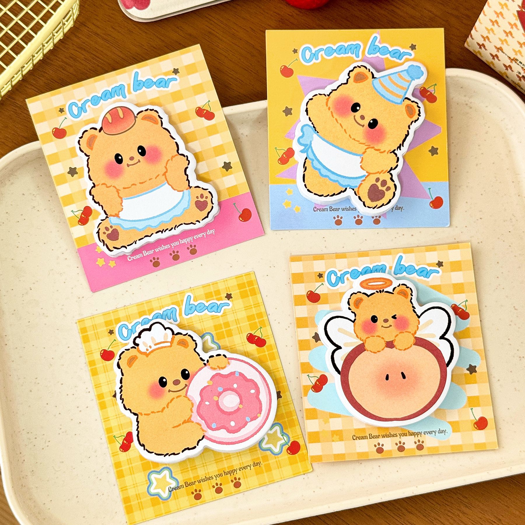 🧡กระดาษโน๊ตกาวในตัว sticky note🐻หมีเนย 30แผ่น🐻 กระดาษโน้ตน่ารัก พาสเทลสดใส ของใช้สุดคิ้วท์