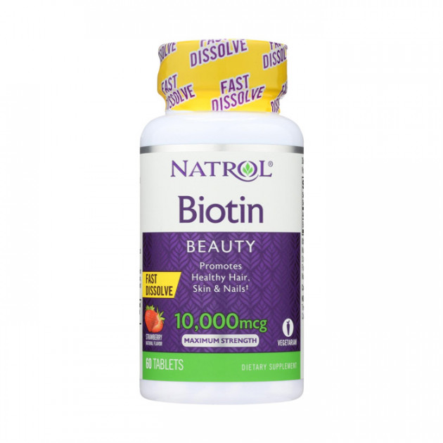 Natrol Biotin Strawberry Flavor 10,000 mcg. (60 Tablets)