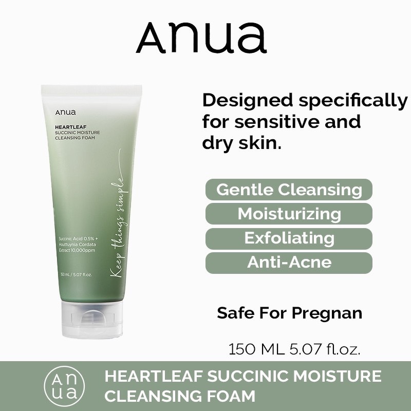 Anua Heartleaf Succinic Moisture Cleansing Foam 150 ml.