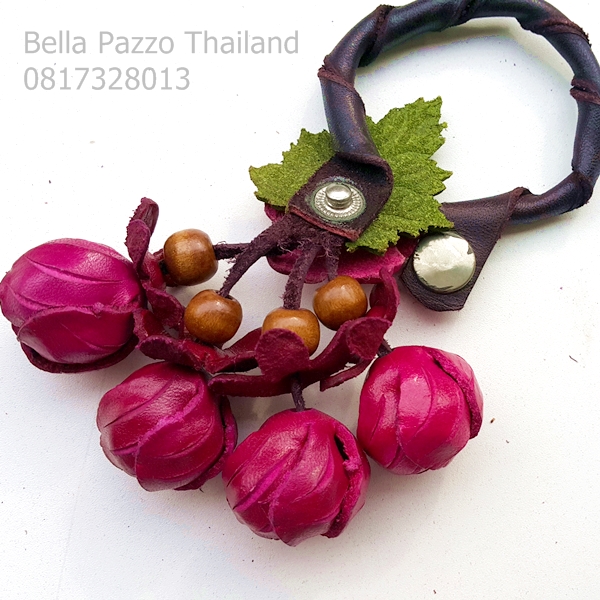 ที่แขวนกระเป๋ามะเชือ 4 ลูก หนังแท้ ทำมือ แฮนด์เมด leather flower, handmade, bag charm