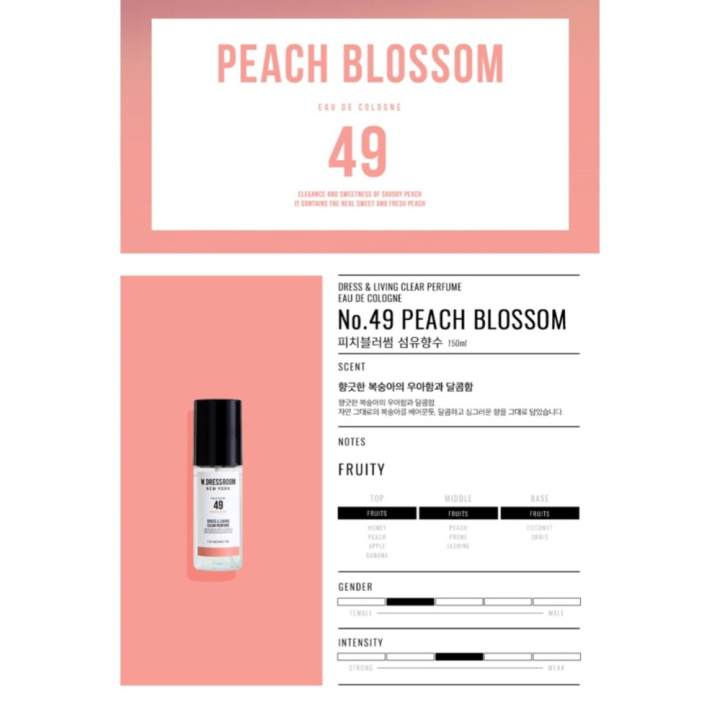 W.DRESSROOM Dress & Living Clear Perfume 70 ml. #49 Peach Blossom หอมหวานซุกซน