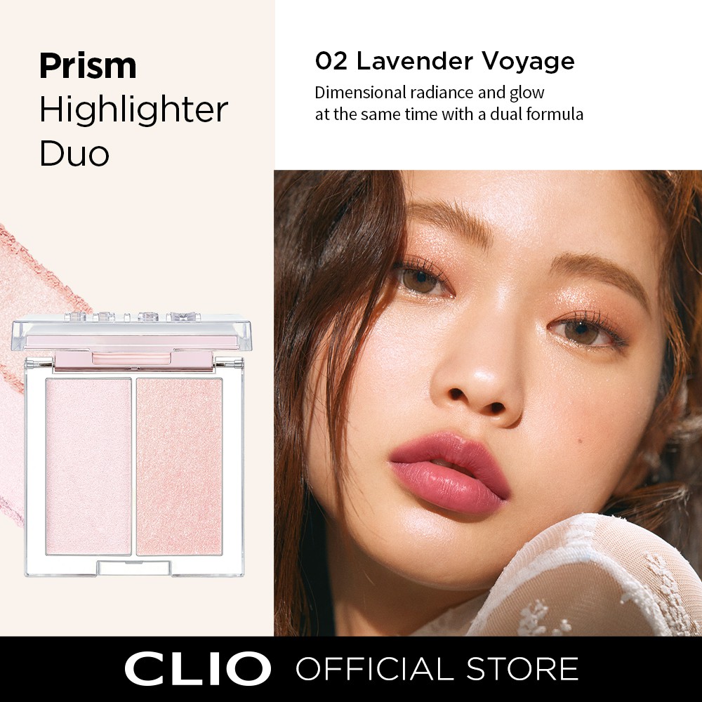 CLIO Prism Highlighter Duo 5.6 g. #02 Lavender Voyage สำหรับผิวโทนเย็นที่มีอันเดอร์โทนสีชมพู