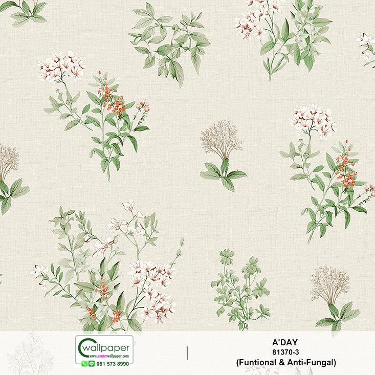 วอลเปเปอร์ลายดอกไม้ พื้นสีเทา No.81370-3