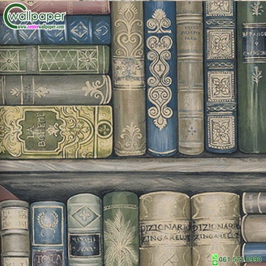 วอลเปเปอร์ติดผนังลายชั้นหนังสือ