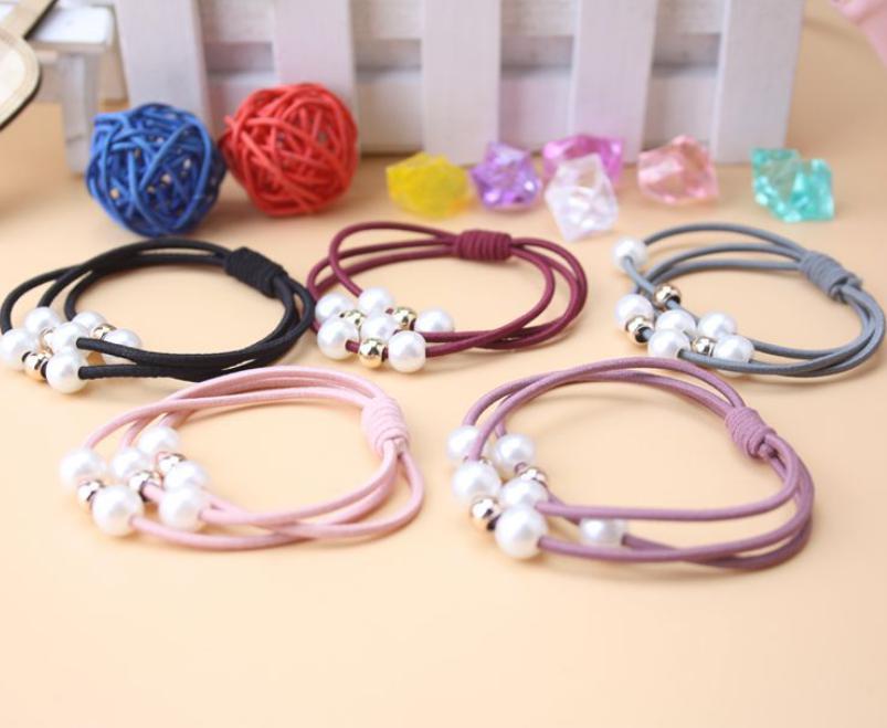 ⭐ยางยืดรัดผมสามสายไข่มุกขาวทอง ชิ้นละ 2 บาท(📌คละสีตามแบบ)✔️พร้อมส่ง Ohwowshop ยางยืด ยางมัดผม ยางยืดรัดผมเกาหลี ยางรัดผม