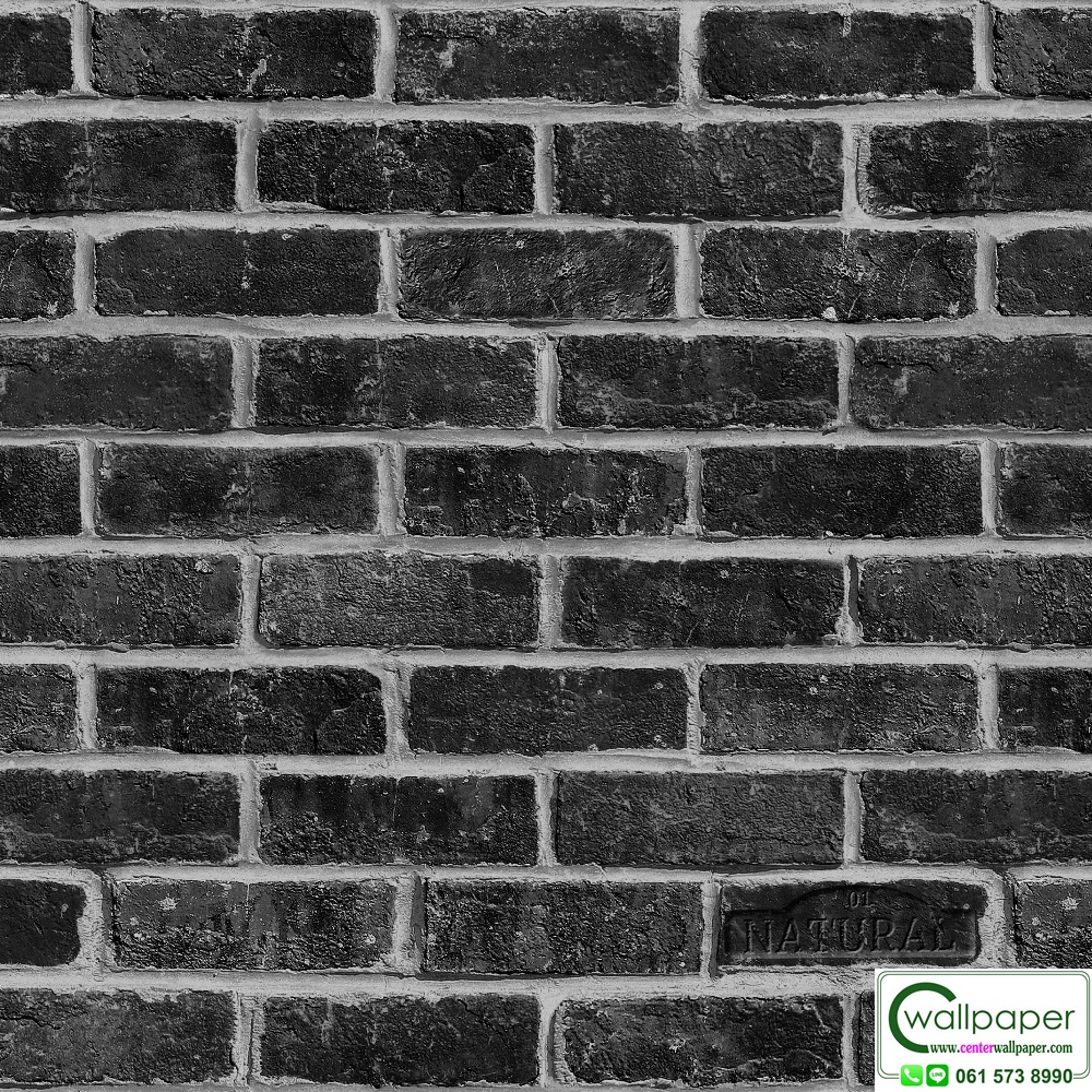 วอลเปเปอร์ห้องนั่งเล่นลายอิฐ สีดำ