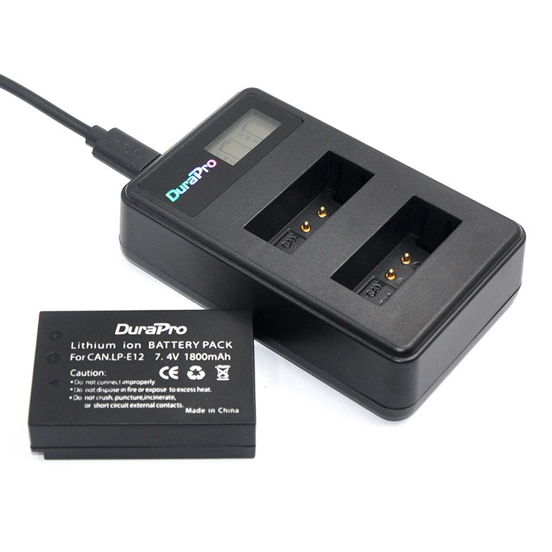 แท่นชาร์จ + 2x แบตเตอรี่ LP-E12 LPE12 สำหรับ กล้อง แคนนอน Canon EOS M10 M50 M200 M100 (ฟรีถุงผ้า)