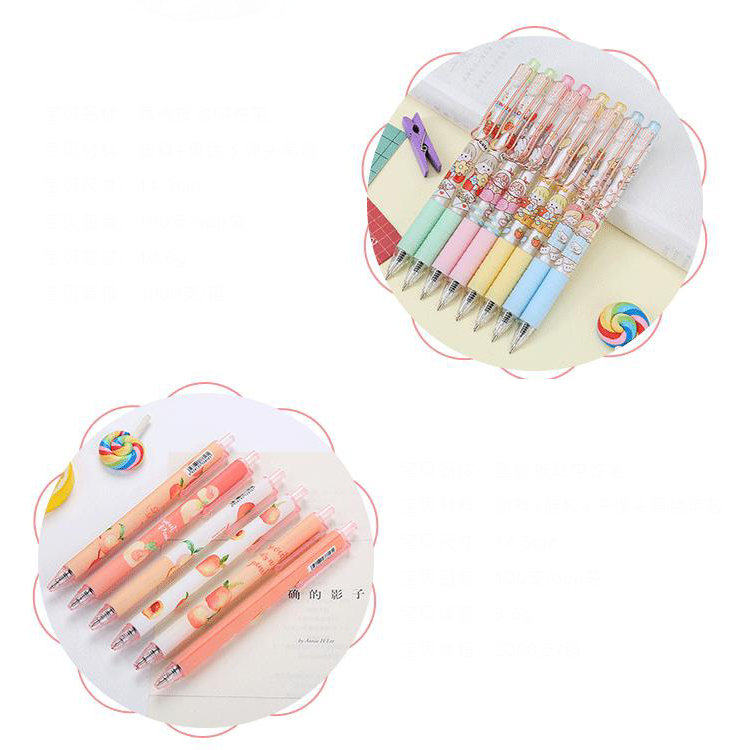 🌈ปากกากดเจลดำ ลายการ์ตูน แฟนซี📌สุ่มลายตามแบบสินค้า ⚫ไส้สีดำ0.5✔️พร้อมส่งในไทย ปากกากด ปากกาลายการ์ตูน