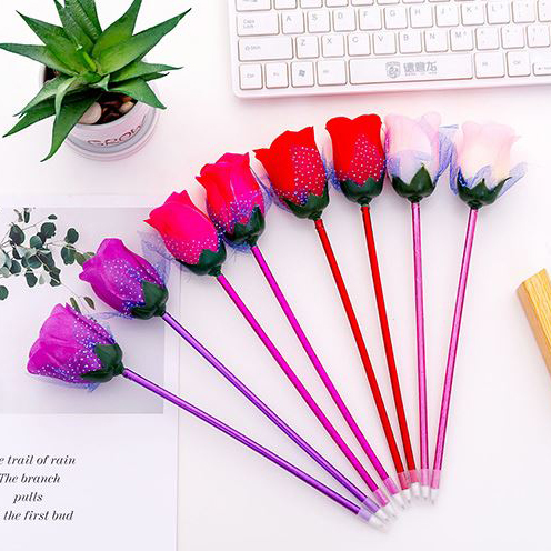 🌹ปากกากุหลาบผ้า🌹💐ไส้น้ำเงิน 0.5มม 🎲สุ่มสี✔️พร้อมส่งในไทย วาเลนไทน์