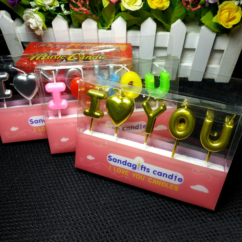 🔥สินค้าขายดี🔥 🎂เทียน I love you สีเทียน-สีเคลือบเมทัลลิค 5 ตัวอักษร ราคา 18-20 บาท📌สินค้าเลือกแบบ✔️พร้อมส่ง Ohwowshop เทียนวันเกิด เทียนสี