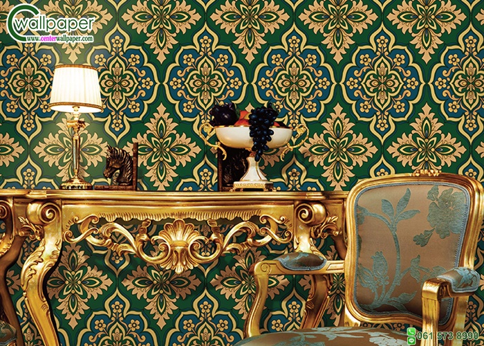 Wallpaper ลายหลุยส์สีเขียว