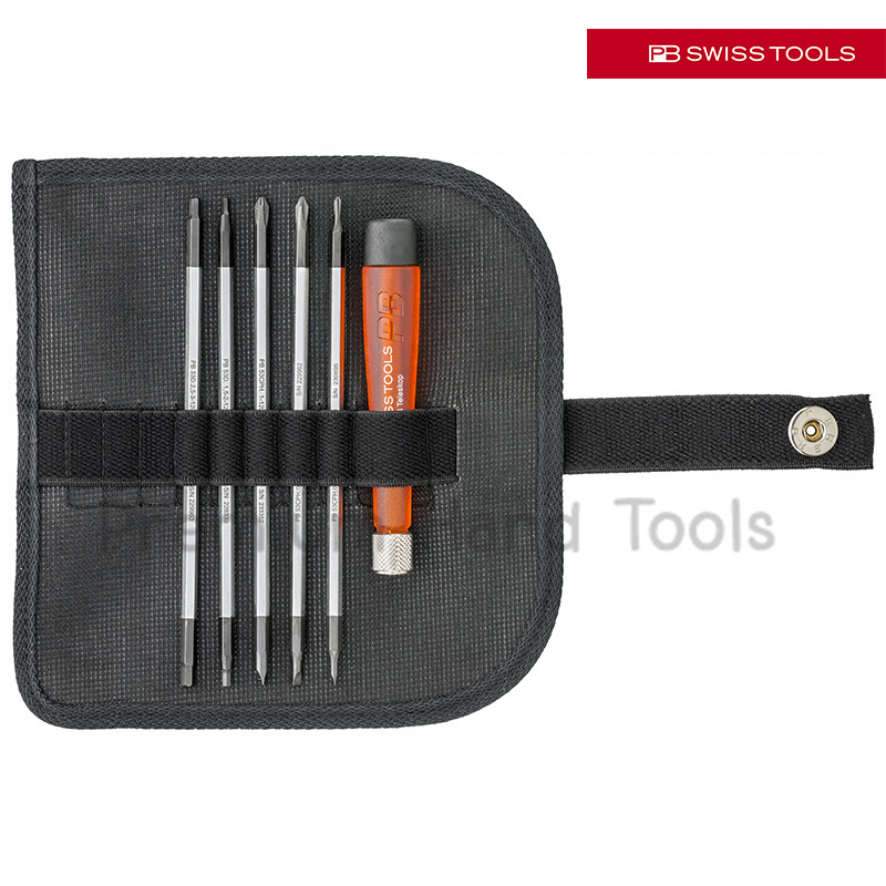 ไขควงชุดเล็ก PB Swiss Tools รุ่น PB 511 ปากแบน แฉก หกเหลี่ยม (6 ตัว/ชุด 10 หัวไขควง)