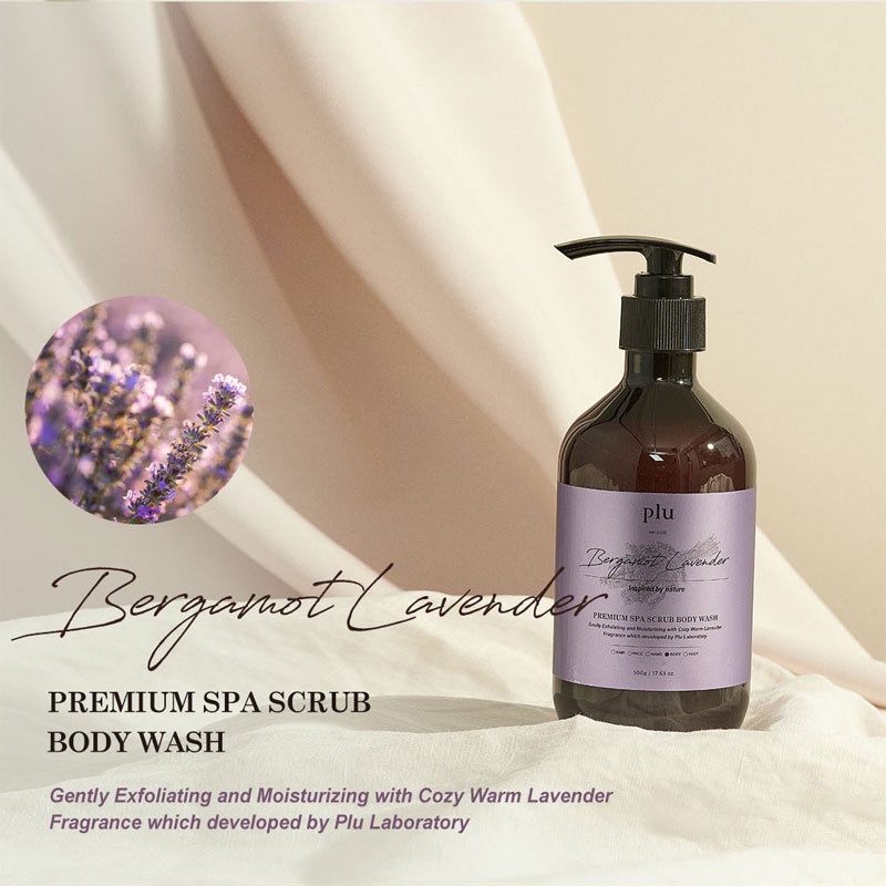 Plu Premium Spa Scrub Body Wash 500 ml. #Bergamot Lavender