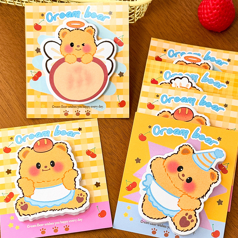 🧡กระดาษโน๊ตกาวในตัว sticky note🐻หมีเนย 30แผ่น🐻 กระดาษโน้ตน่ารัก พาสเทลสดใส ของใช้สุดคิ้วท์
