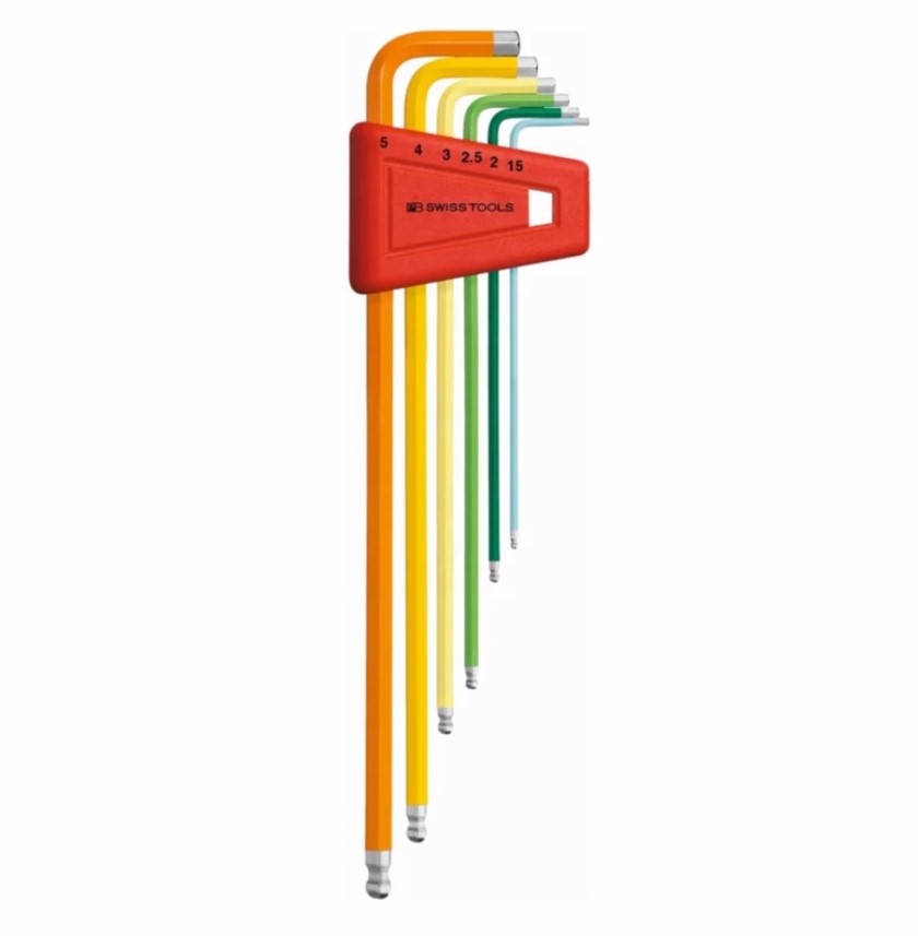 PB Swiss Tools PB 212LH-5 RB ประแจหกเหลี่ยมชุด หัวบอล ยาว สีรุ้ง เบอร์ 1.5-6 มิล 6 ตัวชุด