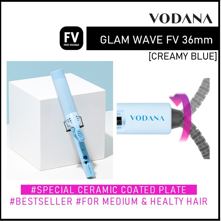 Vodana Glam Wave Curly Iron 36 mm. #Creamy Blue