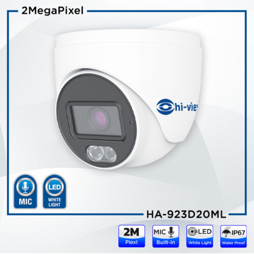 Hiview AHD Dome Camera HA-923D20ML คมชัด 2ล้านพิกเซล ภาพสี 24 ชั่วโมง บันทึกเสียง