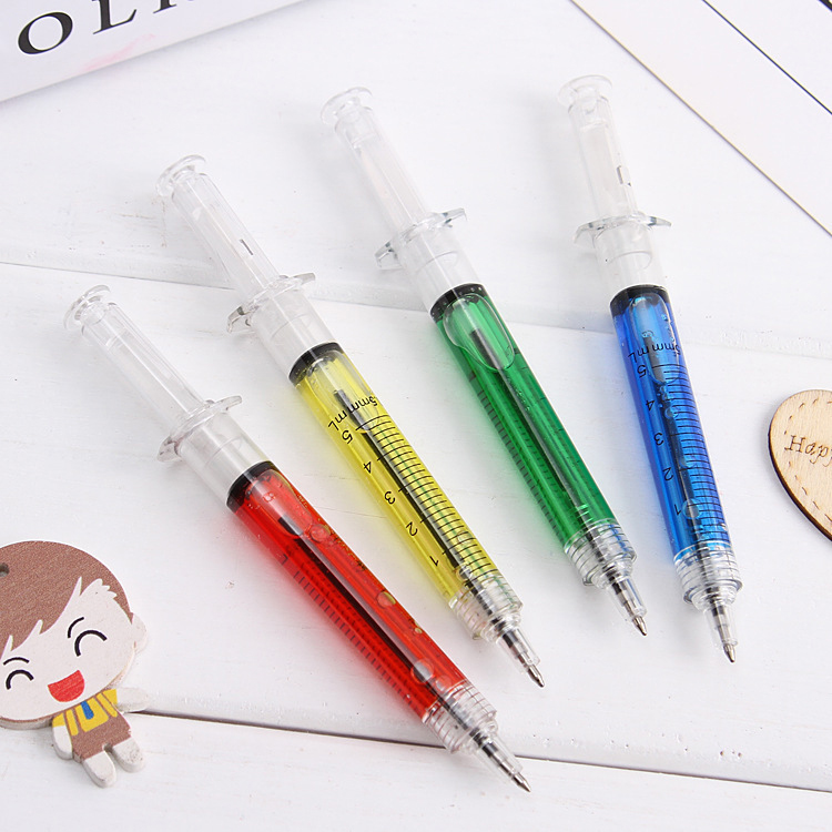 🌈ปากการูปทรงเข็มฉีดยา🌈 ลูกลื่นไส้สีน้ำเงิน 🎲สุ่มสี✔️พร้อมส่งในไทย ของขวัญ ของชำร่วย ปากกา ลูกลื่น