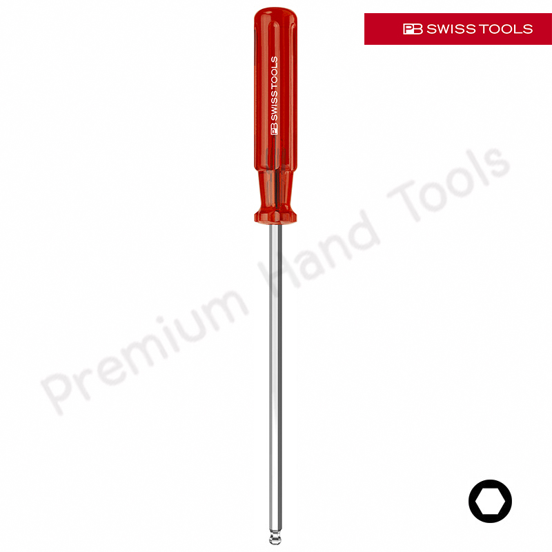 PB Swiss Tools PB 206 S ไขควงหกเหลี่ยม ไขควงหัวบอล ด้าม Classic สีแดงใส