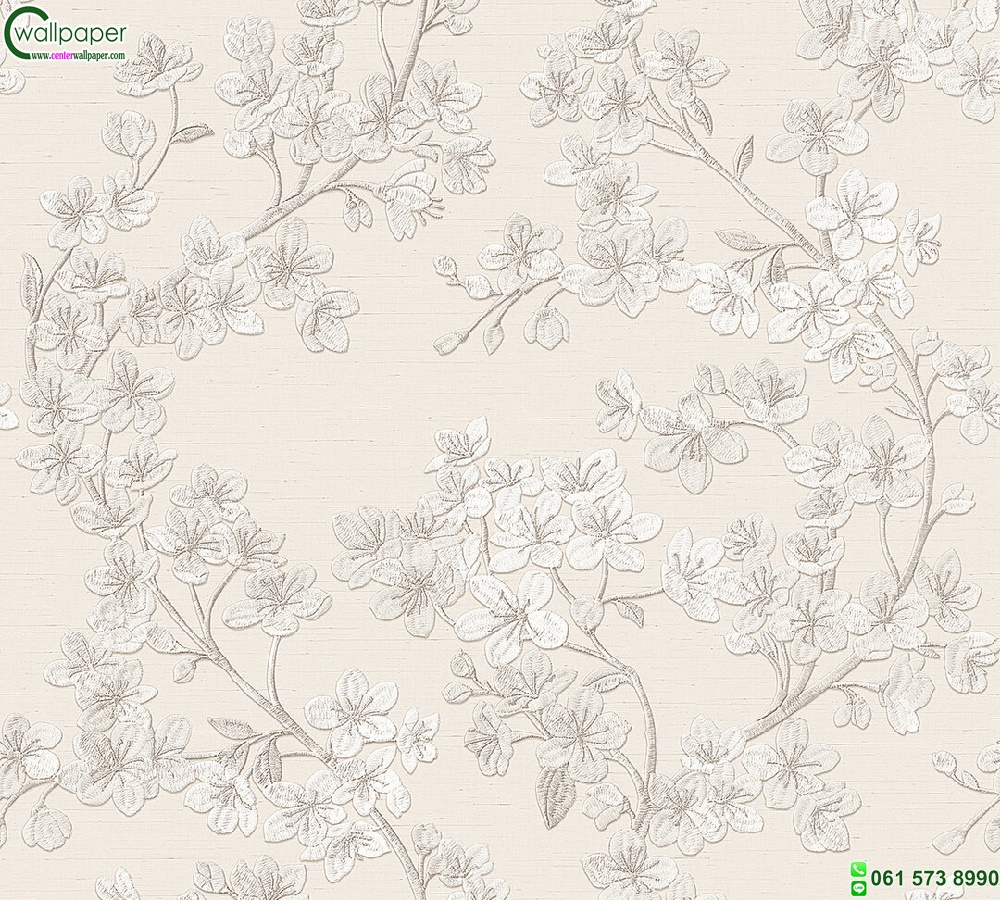 วอลเปเปอร์ติดผนังลายดอกไม้ พื้นหลังสีเทาน้ำตาลแท็กเจอร์ผ้าปัก