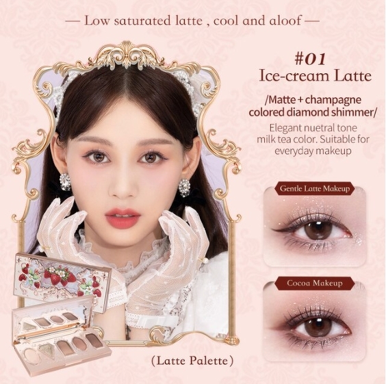 Flower Knows Strawberry Rococo Series Eyeshadow Pallete 6.3 g. #01 Ice-Cream Latte