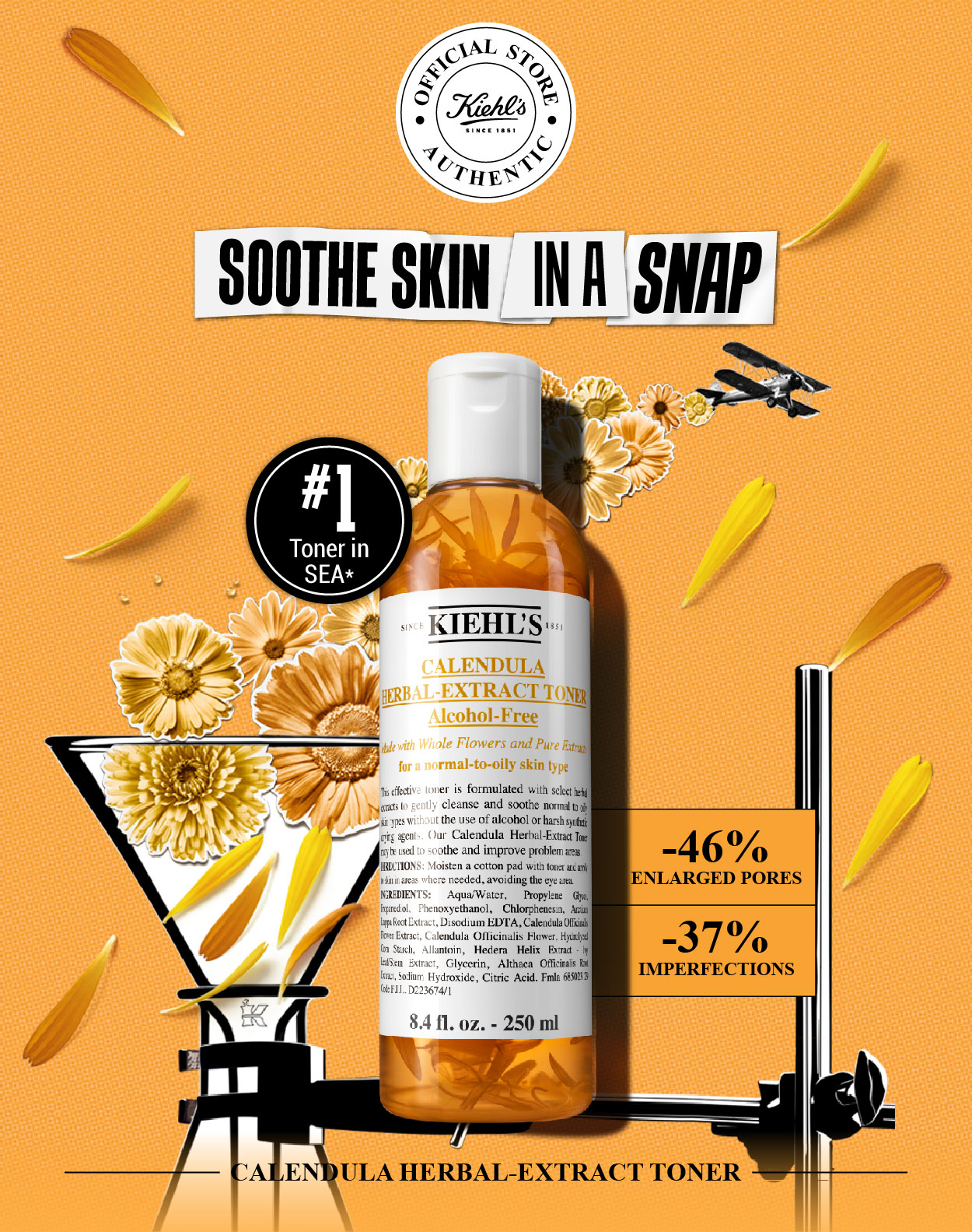 Kiehl's Calendula Herbal Extract Toner Alcohol-Free 40 ml.