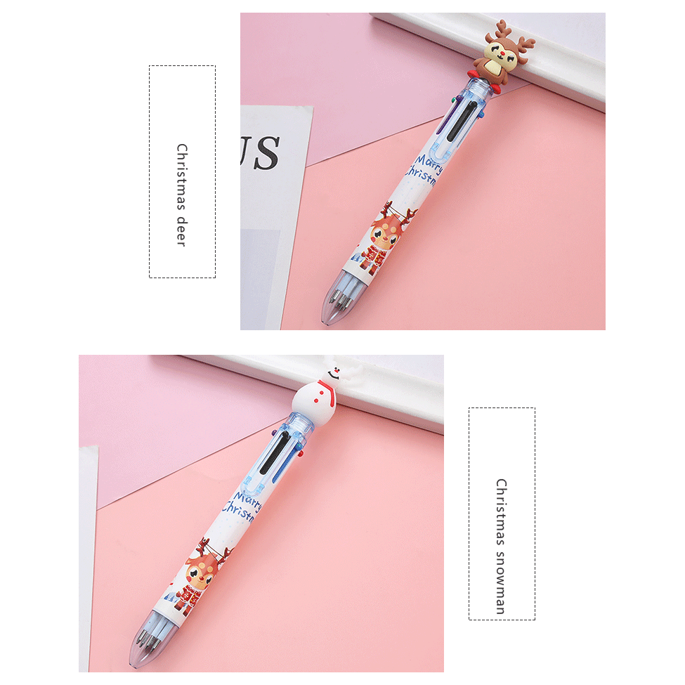 🎄⭐ปากกา 6 สีด้ามขาว⭐🎄ชุดS1 หัวการ์ตูน คริสต์มาสหลากสี ไส้ 0.5📌เลือกลาย ด้าม 10 บาท✔️พร้อมส่ง Ohwowshop ปากกากด ปากกาลายการ์ตูน ปากกาลูกลื่น