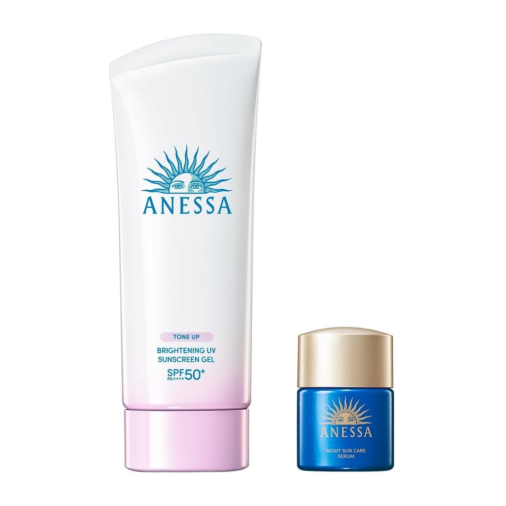 Anessa Brightening UV Sunscreen Gel Tone-up with Night Sun Care Serum Trial Set