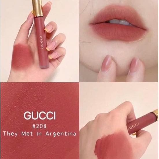 Gucci Lipstick Rouge A Levres Liquid Mat Lip Colour 6.5 ml. #208 They Met in Argentina