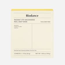 Biodance Radiant Vita Niacinamide Real Deep Mask 34 g. (1 กล่อง/บรรจุ 4 แผ่น)